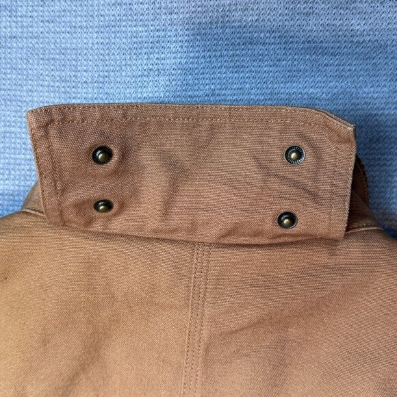 Old Mill Mens Brown Insulated Coat Canvas Jacket Snap Zip Fleece Lined Size XL - Picture 7 of 14